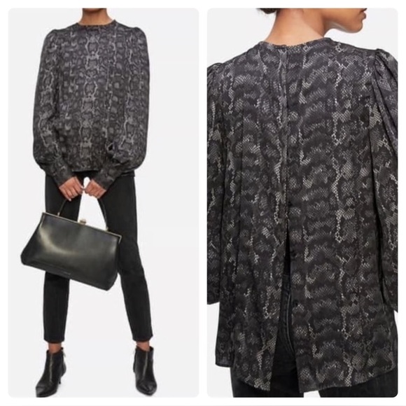 Anine Bing Renee snake print silk blouse Size S pristine condition